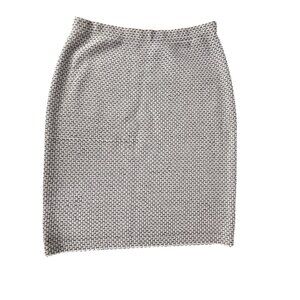 ST.JOHN COLLECTION Women's Ivory Blue Weave Pencil Straight Stretch Skirt Medium